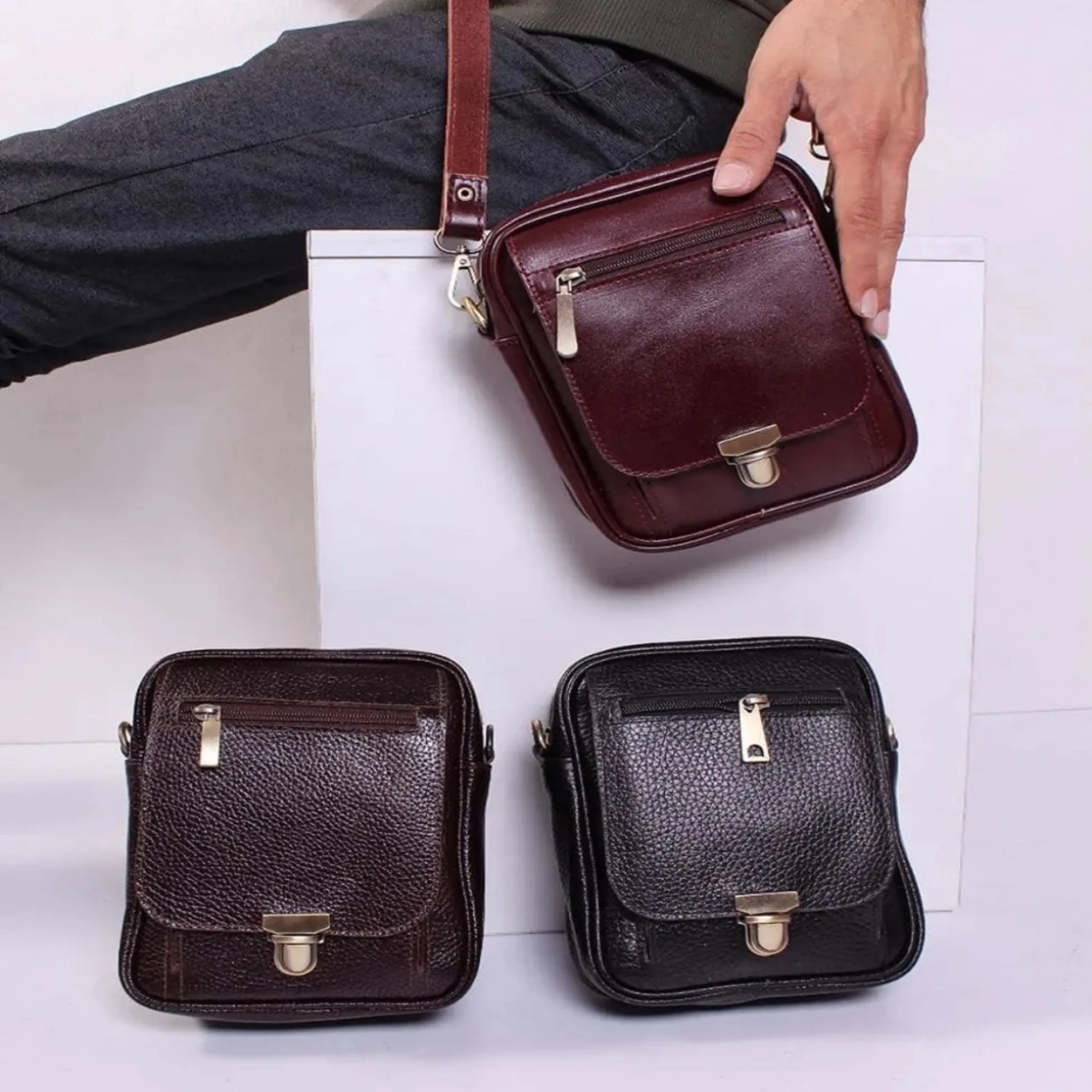 کیف  چرم  اسپرت قفلی کیف  چرم  اسپرت قفلی